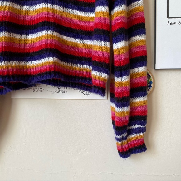 Rue 21 Rainbow Striped Acrylic Knit Boatneck Sweater Size Large - Picture 3 of 5